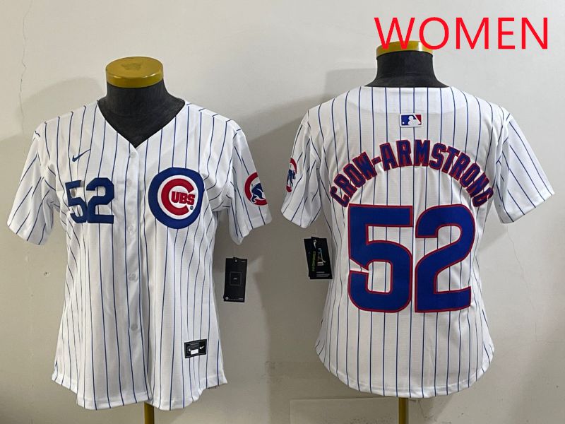Women 2025 Chicago Cubs #52 Crow-Armstrong White Stripe Game Nike MLB Jersey style 3